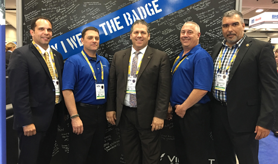 Vigilant Solutions makes sure it has a lot of subject matter expertise in the form of former police officers working for the company. Left to right: Det. David Rivera, NYPD; Scott Dye, Oregon Department of Public Standards & Training; Lt. Tom Joyce, NYPD; Lt. Kevin Schneider, Hackensack, New Jersey; Det. Roger Rodriguez, NYPD. Everyone at Vigilant was involved in the “Why I Wear the Badge” tribute project and could not be prouder. 
